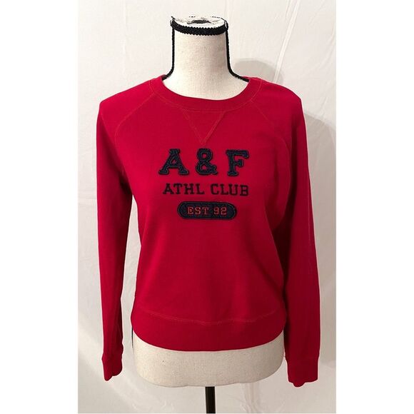 Abercrombie & Fitch Tops - Abercrombie & Fitch Red ATHL CLUB Applique Sweatshirt